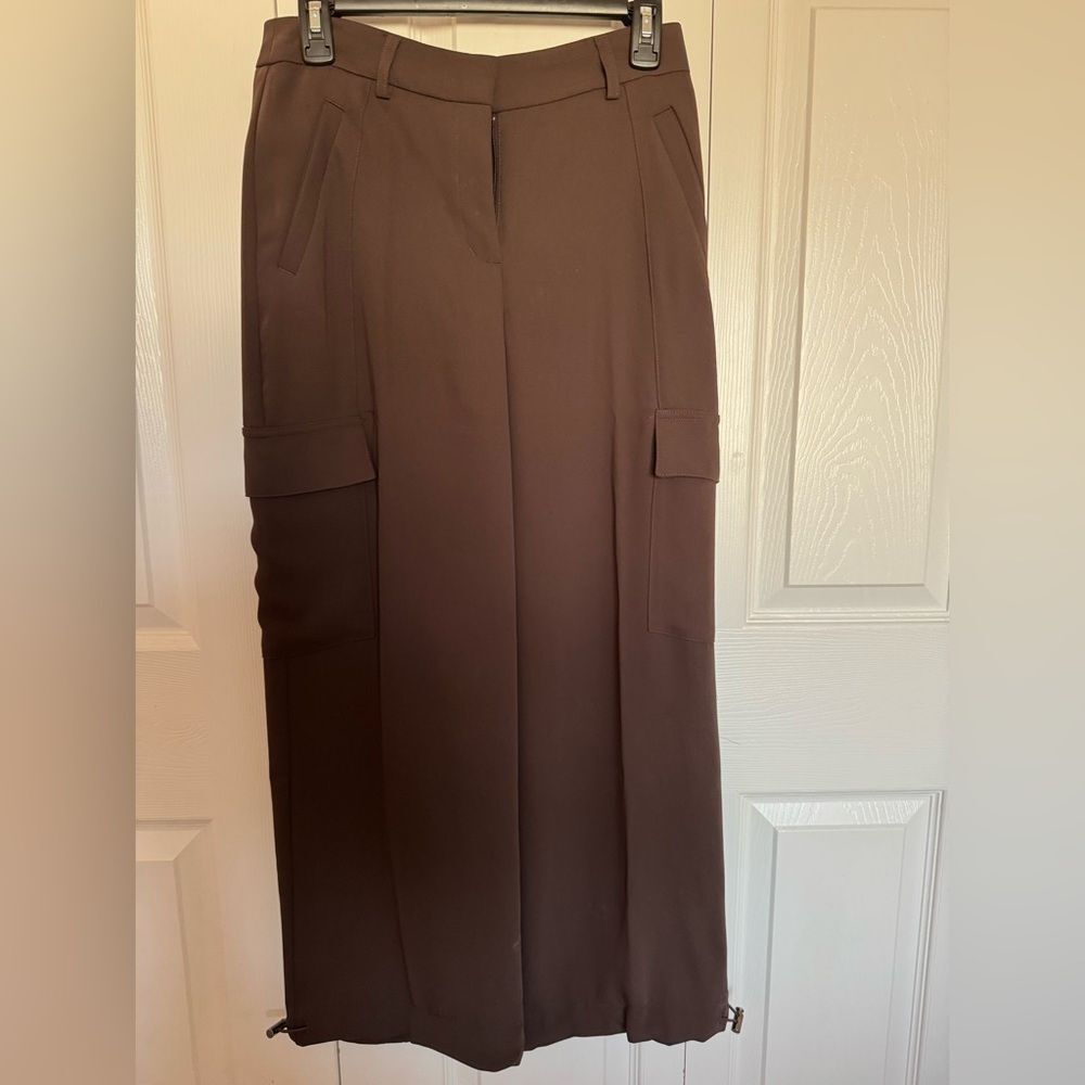 Express High-Waisted Brown Cargo Trouser Pants | Convertible Hem